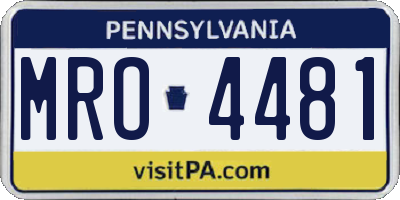 PA license plate MRO4481