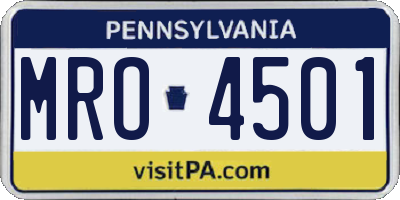 PA license plate MRO4501