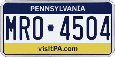 PA license plate MRO4504