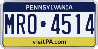 PA license plate MRO4514