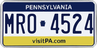 PA license plate MRO4524