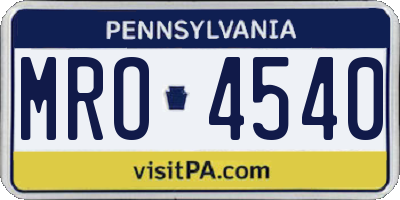 PA license plate MRO4540
