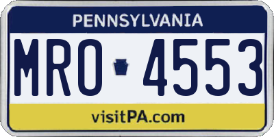 PA license plate MRO4553