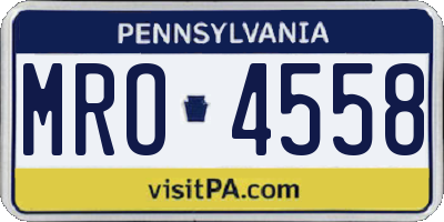 PA license plate MRO4558
