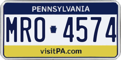 PA license plate MRO4574