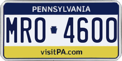 PA license plate MRO4600