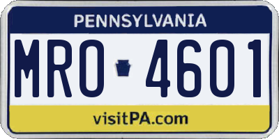 PA license plate MRO4601