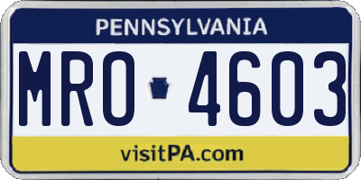 PA license plate MRO4603