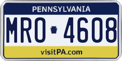 PA license plate MRO4608