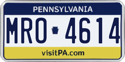 PA license plate MRO4614