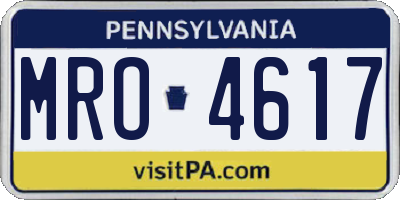 PA license plate MRO4617