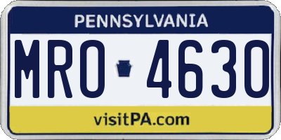 PA license plate MRO4630