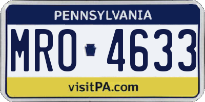 PA license plate MRO4633