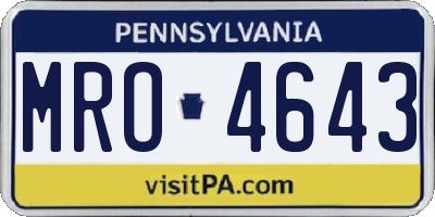 PA license plate MRO4643