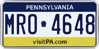 PA license plate MRO4648