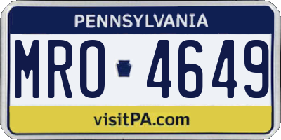 PA license plate MRO4649