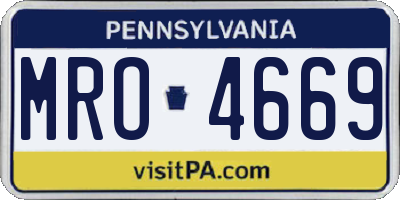 PA license plate MRO4669