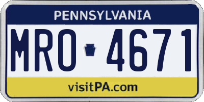 PA license plate MRO4671