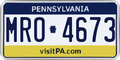 PA license plate MRO4673