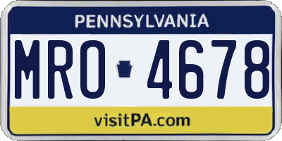PA license plate MRO4678
