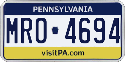 PA license plate MRO4694