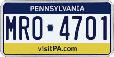 PA license plate MRO4701