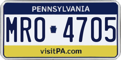 PA license plate MRO4705