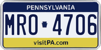 PA license plate MRO4706