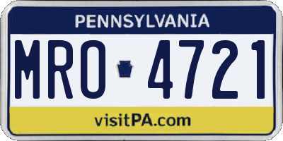 PA license plate MRO4721