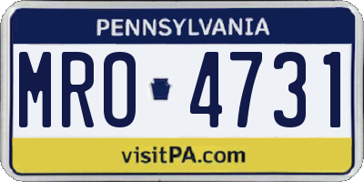 PA license plate MRO4731