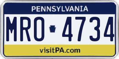 PA license plate MRO4734