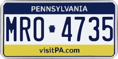 PA license plate MRO4735