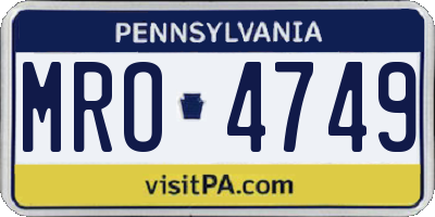 PA license plate MRO4749