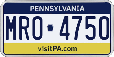 PA license plate MRO4750