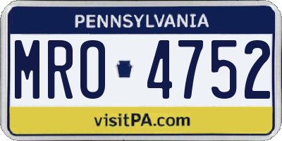 PA license plate MRO4752