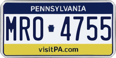 PA license plate MRO4755