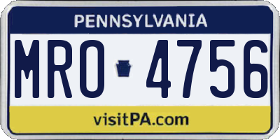 PA license plate MRO4756