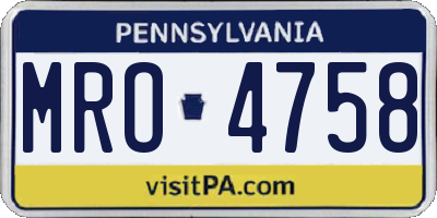 PA license plate MRO4758