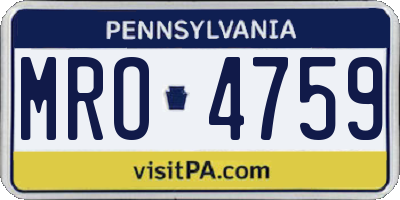 PA license plate MRO4759