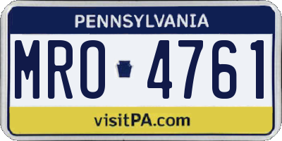 PA license plate MRO4761