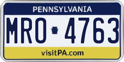 PA license plate MRO4763