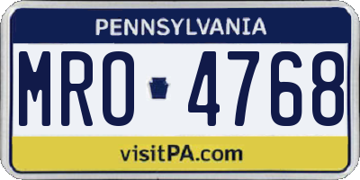 PA license plate MRO4768