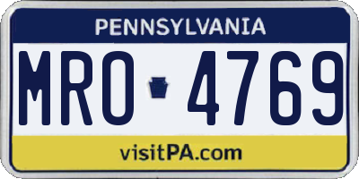 PA license plate MRO4769