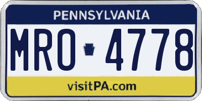 PA license plate MRO4778