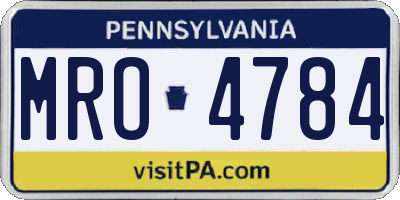 PA license plate MRO4784