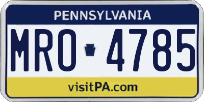 PA license plate MRO4785