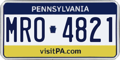 PA license plate MRO4821