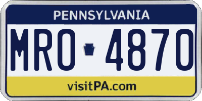 PA license plate MRO4870