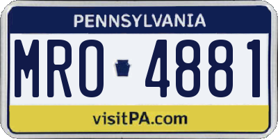 PA license plate MRO4881
