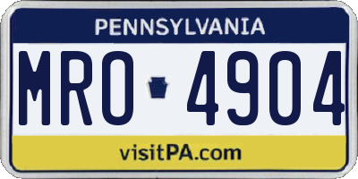 PA license plate MRO4904
